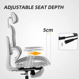 EONLION Grey & White Executive Office Chair Ergonomic - Size: 100 cm - thumbnail 4