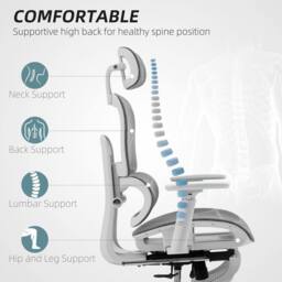 EONLION Grey & White Executive Office Chair Ergonomic - Size: 100 cm - thumbnail 3