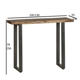Indian Hub Baltic Live Edge Console Table - Metal/Acacia Solid Wood - L35 x W100 x H78 cm in Brown - thumbnail 4