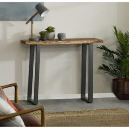 Indian Hub Baltic Live Edge Console Table - Metal/Acacia Solid Wood - L35 x W100 x H78 cm in Brown - thumbnail 3