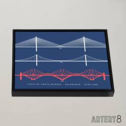 "Artery8 Forth Bridges Edinburgh Scotland Framed Canvas Wall Art Print - Size: W12"" x H16""" - thumbnail 2