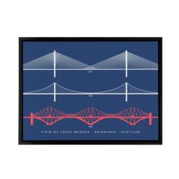 "Artery8 Forth Bridges Edinburgh Scotland Framed Canvas Wall Art Print - Size: W12"" x H16""" - thumbnail 1