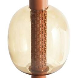Wyld and Coco Nexa Cordless LED Table Lamp Brown Aluminium with Glass Oval Shade - thumbnail 4