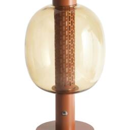 Wyld and Coco Nexa Cordless LED Table Lamp Brown Aluminium with Glass Oval Shade - thumbnail 2