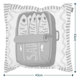 icon Cushion 43x43cm Sardine Print in Off-White - Size: 43x43 cm - thumbnail 4