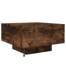 Berkfield Home Modern Coffee Table with LED Lights Smoked Oak 55x55x31 cm in Brown - Size: 55 x 55 x 31 cm - thumbnail 9