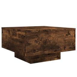 Berkfield Home Modern Coffee Table with LED Lights Smoked Oak 55x55x31 cm in Brown - Size: 55 x 55 x 31 cm - thumbnail 1