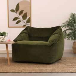 icon Natalia Velvet Adults Bean Bag Armchair, Large Beanbag Dusk Pink in Olive