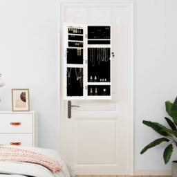 Berkfield Home Mirror Jewellery Cabinet Wall Mounted White 30x8.5x90 cm