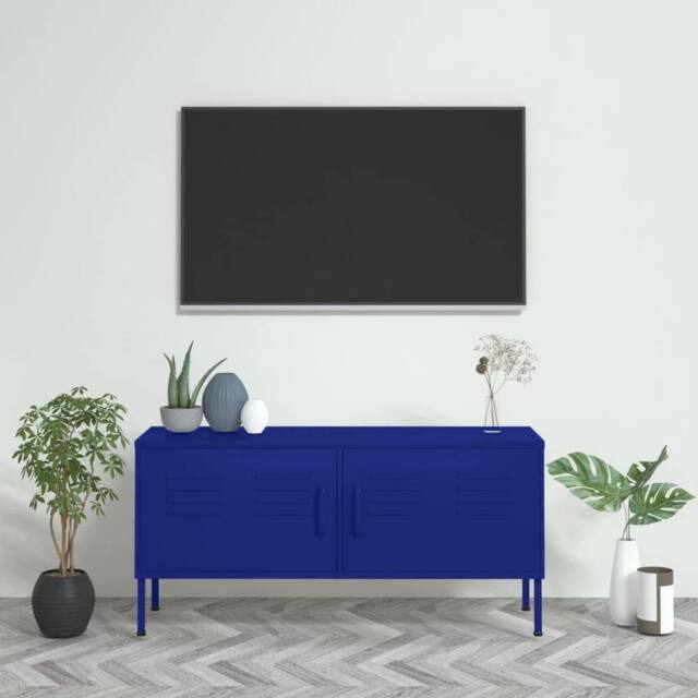 Berkfield Home TV Cabinet Navy Blue 105x35x50 cm Steel - Size: 105 x 35 x 50 cm - image 1