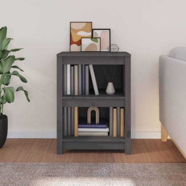 Berkfield Home Beautiful Book Cabinet Grey 50x35x68 cm Solid Wood Pine - Size: 50 x 35 x 68 cm - image 1