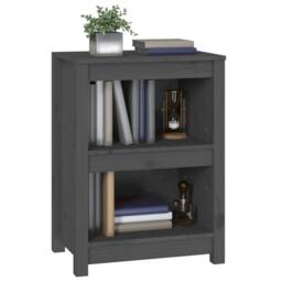 Berkfield Home Beautiful Book Cabinet Grey 50x35x68 cm Solid Wood Pine - Size: 50 x 35 x 68 cm - thumbnail 4
