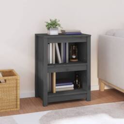 Berkfield Home Beautiful Book Cabinet Grey 50x35x68 cm Solid Wood Pine - Size: 50 x 35 x 68 cm - thumbnail 2