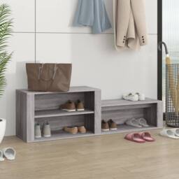 Berkfield Home Shoe Cabinet Grey Sonoma 150x35x45 cm Engineered Wood - Size: 150 x 35 x 45 cm - thumbnail 2