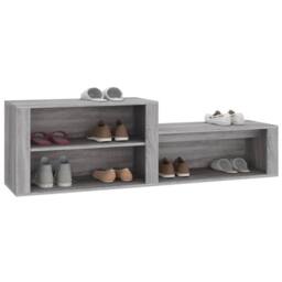 Berkfield Home Shoe Cabinet Grey Sonoma 150x35x45 cm Engineered Wood - Size: 150 x 35 x 45 cm - thumbnail 4