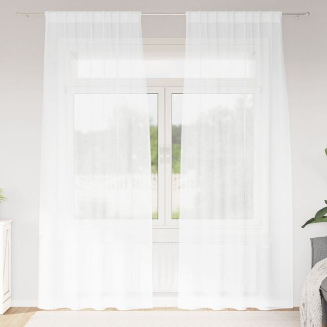 Berkfield Home Curtains with Curtains 2 pcs White 140 x 225 cm Polyester - image 1