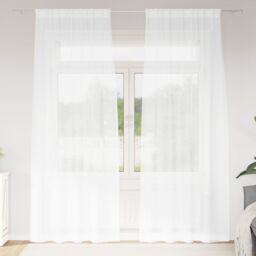 Berkfield Home Curtains with Curtains 2 pcs White 140 x 225 cm Polyester - thumbnail 1