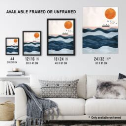 "Artery8 Ocean Liner Ship With Seagulls Over Sea Waves Framed Wall Art in Blue - Size: W12"" x H16""" - thumbnail 3