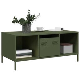 Berkfield Home Coffee Table Olive Green 101.5x50x43.5 cm Cold-rolled Steel - thumbnail 3
