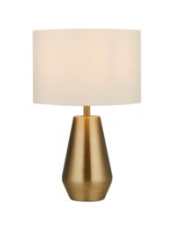 Lighting Collection Pair Touch Table Lamps Antique Brass BaseCream Shade Table Lamp in Gold - thumbnail 2