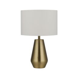 Lighting Collection Pair Touch Table Lamps Antique Brass BaseCream Shade Table Lamp in Gold - thumbnail 3