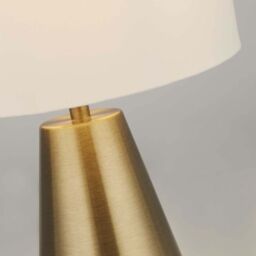 Lighting Collection Pair Touch Table Lamps Antique Brass BaseCream Shade Table Lamp in Gold - thumbnail 4