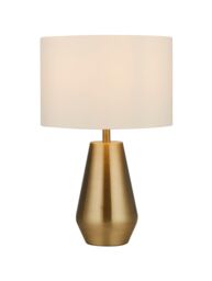 Lighting Collection Pair Touch Table Lamps Antique Brass BaseCream Shade Table Lamp in Gold - thumbnail 1