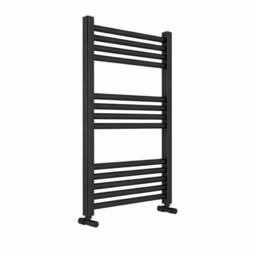 Bathroom Kingdom Omata Gunmetal Grey Straight Heated Towel Rail 1200x500mm in Black
