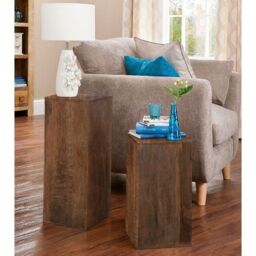 Jaipur Furniture Ltd Lamp (Set of 2) Large - Mango Wood - L24 x W24 x H60 cm - Dark Finish in Brown - thumbnail 2