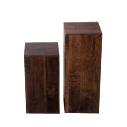 Jaipur Furniture Ltd Lamp (Set of 2) Large - Mango Wood - L24 x W24 x H60 cm - Dark Finish in Brown - thumbnail 1