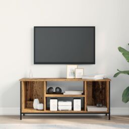 Berkfield Home Entertainment Centre Old wood Particle board, metal in Brown - thumbnail 4