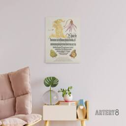 "Artery8 Dog Tooth Violet & Butterflies Calligraphy Canvas Wall Art Print in White - Size: W18"" x H24""" - thumbnail 3