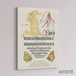 "Artery8 Dog Tooth Violet & Butterflies Calligraphy Canvas Wall Art Print in White - Size: W18"" x H24""" - thumbnail 2