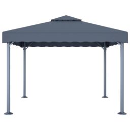 Berkfield Home Gazebo with LED String Lights 300x300 cm Anthracite Aluminium in Black - thumbnail 4