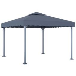 Berkfield Home Gazebo with LED String Lights 300x300 cm Anthracite Aluminium in Black - thumbnail 3