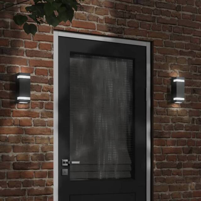 Berkfield Home Outdoor Wall Lights 2pcs Black Stainless Steel - image 1
