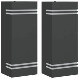 Berkfield Home Outdoor Wall Lights 2pcs Black Stainless Steel - thumbnail 2
