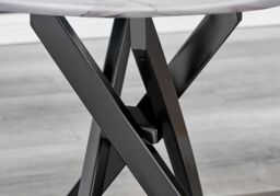FurnitureboxUK Novara Round Marble Effect Glass Top Side Table With Black Metal Starburst Legs in White - thumbnail 4