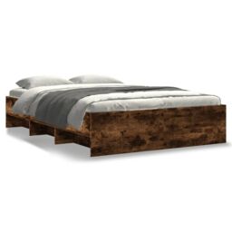 Berkfield Home Bed Frame without Mattress Smoked Oak 120x200 cm Engineered Wood in Brown - Size: Small Double - thumbnail 2