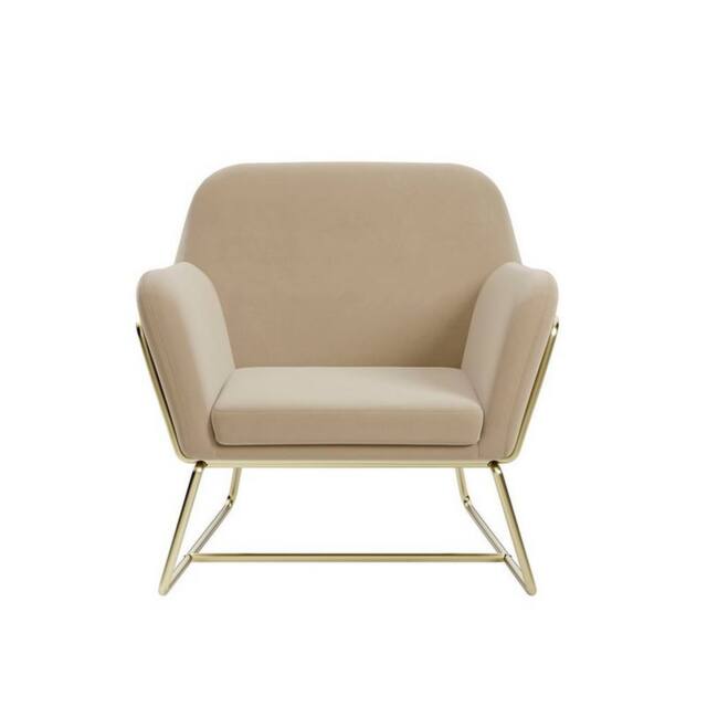 Lemon Pavilion Furniture Charles Armchair - L66 x W75.5 x H76.5 cm - Beige/Gold Brushed in Beige - Size: 1 Pack - image 1