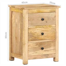 Berkfield Home Beautiful Bedside Cabinet 45x35x60 cm Solid Mango Wood in Brown - Size: 45 x 35 x 60 cm - thumbnail 9