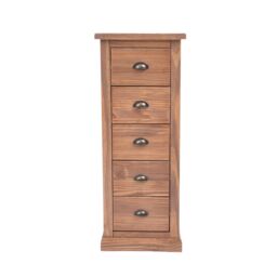 Cabinet Bits Tirolo 5 Drawer Narrow Chest of Drawers Brass Cup Handle in Brown