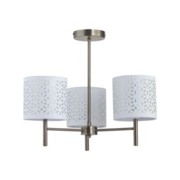 First Choice Lighting Brea - Antique Brass 3 Light Fitting with White Cut Out Shades in Gold