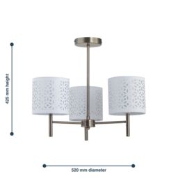 First Choice Lighting Brea - Antique Brass 3 Light Fitting with White Cut Out Shades in Gold - thumbnail 5