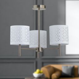 First Choice Lighting Brea - Antique Brass 3 Light Fitting with White Cut Out Shades in Gold - thumbnail 3