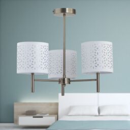 First Choice Lighting Brea - Antique Brass 3 Light Fitting with White Cut Out Shades in Gold - thumbnail 4