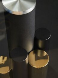 Orsina Clear Glass Side Table, Black & Gold Columned Base, Modern Side Table for Living Room & Hallway - thumbnail 3