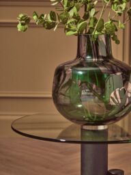 Orsina Clear Glass Side Table, Black & Gold Columned Base, Modern Side Table for Living Room & Hallway - thumbnail 5