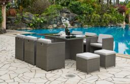 Home Detail DISCONTINUED Vista Cube Garden Furniture Set 11 Piece with Footstools in Dark Grey - thumbnail 1