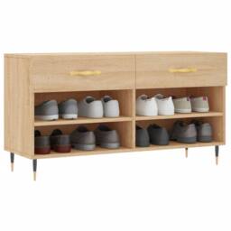 Berkfield Home Shoe Bench Sonoma Oak 102x35x55 cm Engineered Wood in Light Tan - Size: 102 x 35 x 55 cm